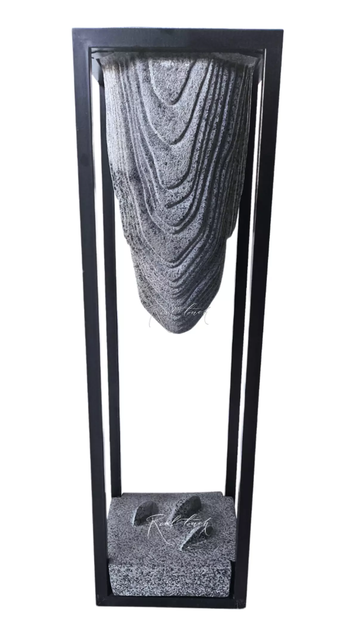 Planter rock in a metal frame high  - Black