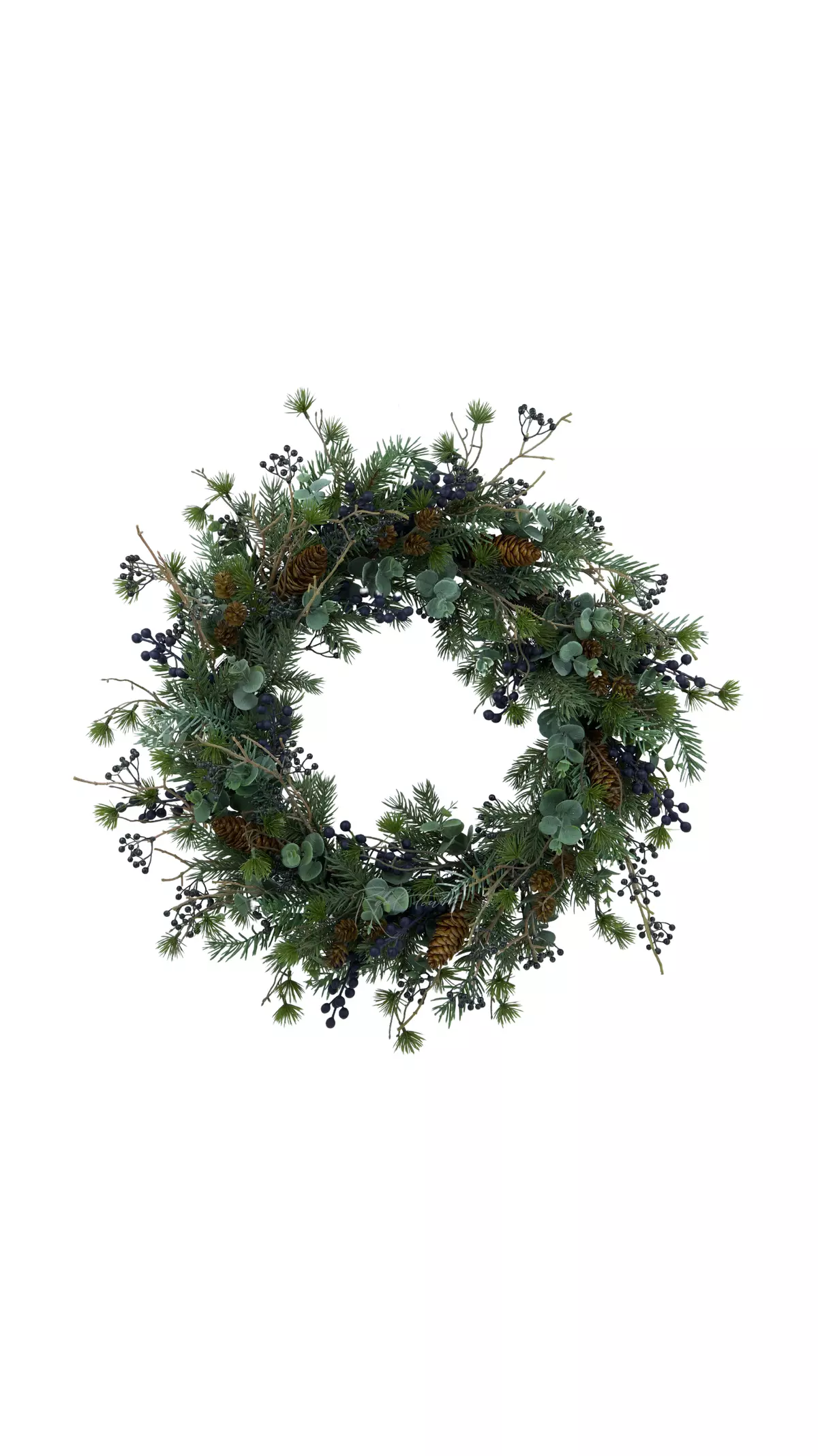 Real Touch wreath with eucalyptus and berries - blue green
