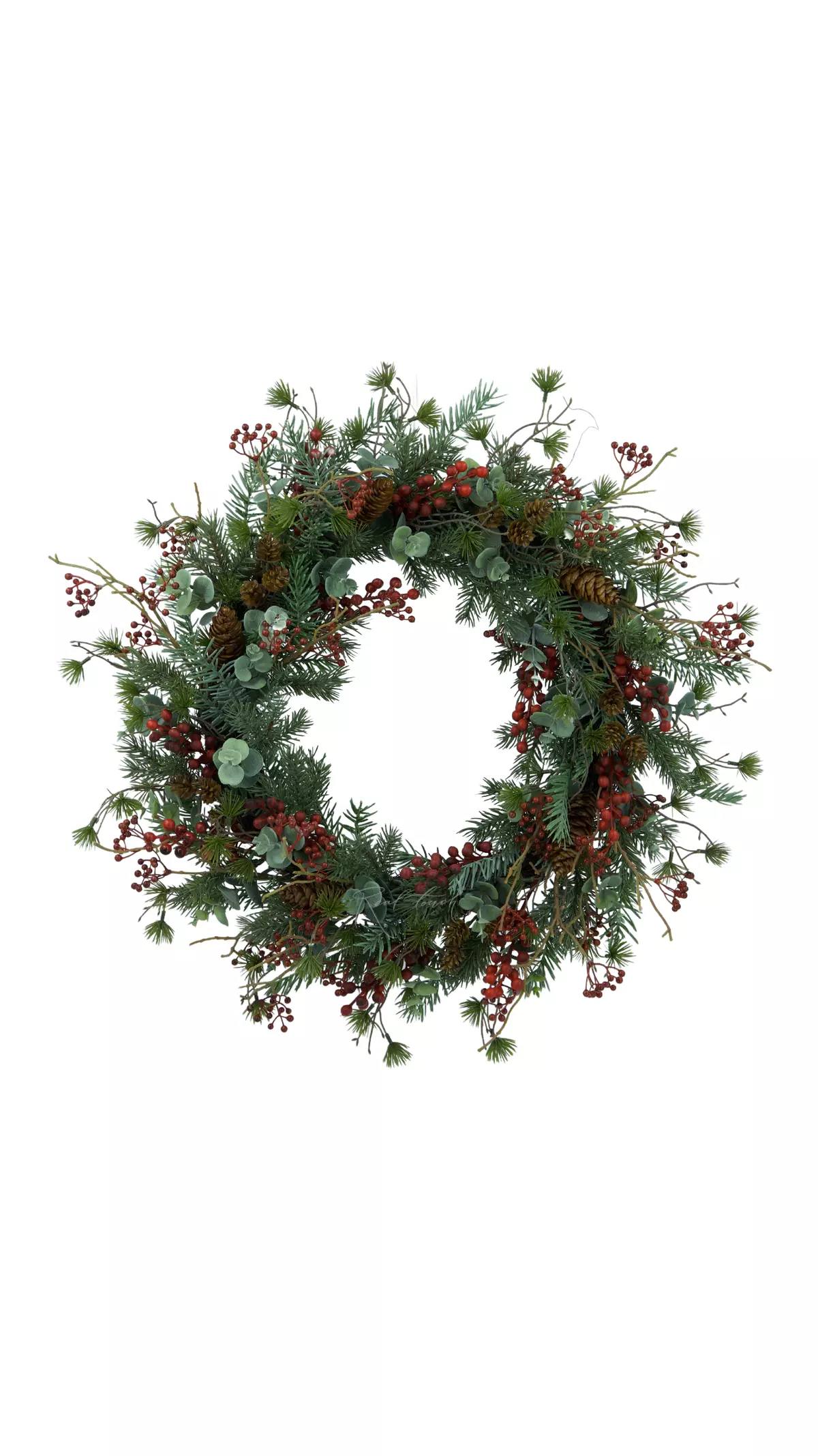 Real Touch wreath with eucalyptus and berries - Red green