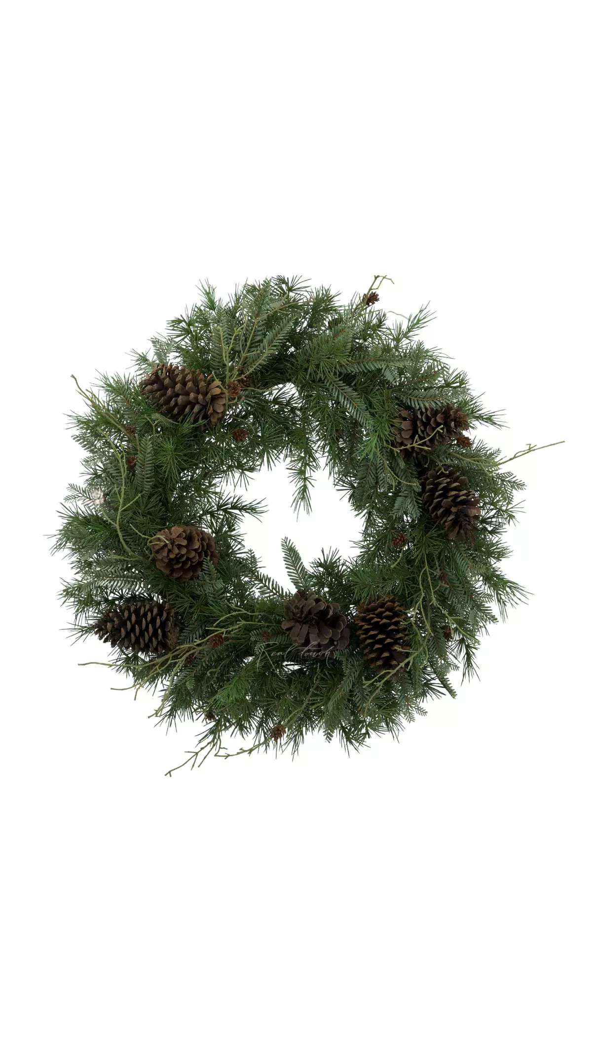Real Touch wreath with mixed needles - green